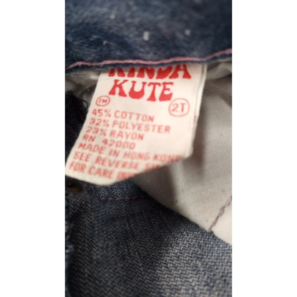 Vintage 80s Girls Embroidered Jeans Balloons Kinda Kute 2T Pink Purple Blue VGUC
